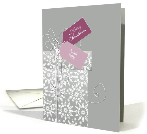 Christmas card for Twin, gift, snowflakes, elegant card (882488)
