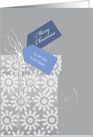 Christmas card for Son & Family, gift, snowflakes, elegant card