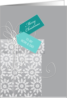 Christmas card for Parents, gift, snowflakes, elegant card