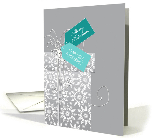 Christmas card for Niece & her Family, gift, snowflakes, elegant card