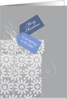 Christmas card for Nephew & his family, gift, snowflakes, elegant card