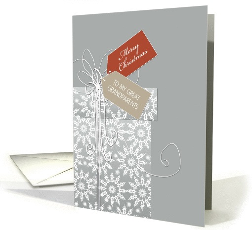 Christmas card for Great Grandparents, gift, snowflakes, elegant card