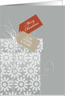 Christmas card for Godson & Wife, gift, snowflakes, elegant card