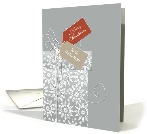 Christmas card for Foster Mom, gift, snowflakes, elegant card (883687)