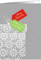 Christmas card for Cousin & her Family, gift, snowflakes, elegant card