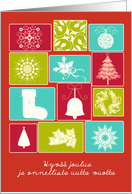 Merry Christmas & Happy New Year in Finnish, snowflake card