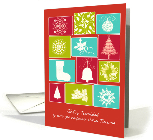 Merry Christmas & Happy New Year in Spanish, snowflake card (885744)