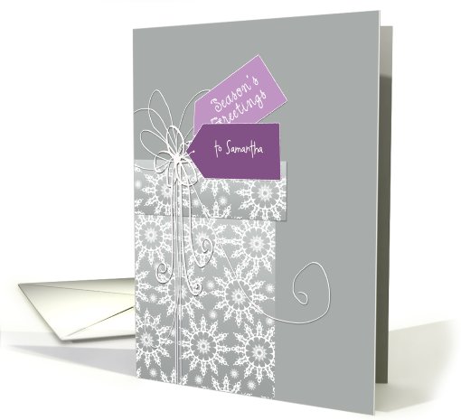 Season's Greetings, customizable Christmas card, pink & purple card