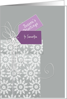 Season’s Greetings, customizable Christmas card, pink & purple card