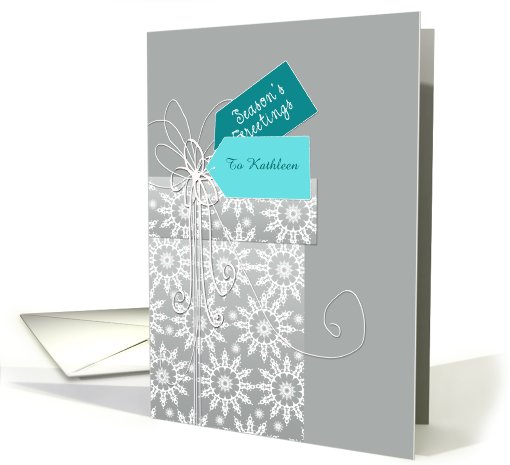 Season's Greetings, customizable Christmas card, turquoise card