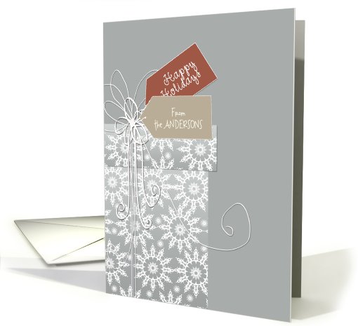 Happy Holidays, customizable Christmas card, brown, tan card (887227)