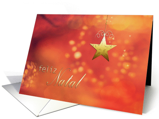 Feliz Natal, Merry Christmas in Portuguese, Star Ornament card