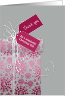 Thank you for a wonderful Christmas gift, elegant present, snowflakes card