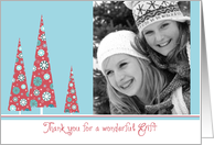 Thank you for a Wonderful Christmas Gift Custom Photo card