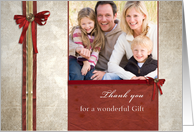 Thank you for a wonderful Christmas gift, photo card, ribbon-effect card