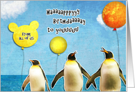 Happy Birthday from all of us, Business birthday card, penguins card