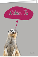 Ľbim Ťa , I love you in Slovak, cute dopey meerkat card