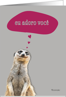 Eu adoro voc , I love you in Portuguese, cute meerkat card