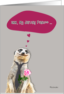 Happy Valentine’s Day to my darling Fiancee, meerkat holding rose card