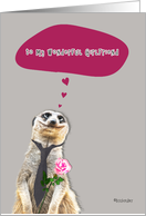 Happy Valentine’s Day to a wonderful Girlfriend, meerkat holding rose card