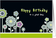 Happy Birthday to a great Boss, Business birthday card, floral card