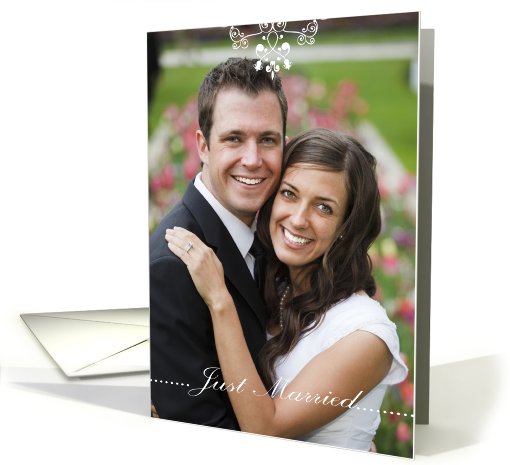 just married, photo card, contemporary, elegant swirls card (891337)