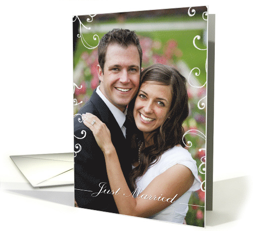 just married, photo card, contemporary, elegant card (891339)