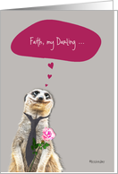 Happy Valentine’s Day, customizable love & romance card, cute meerkat card