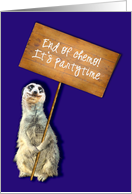 end of chemo, it’s party time, you are invited, cute meerkat card