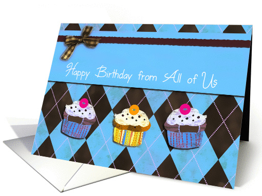 Happy Birthday from all of us, Business birthday card, cupcakes card