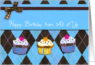 Happy Birthday from all of us, Business birthday card, cupcakes card