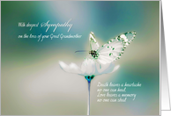 With deepest Sympathy on the loss of your Great Grandmother, butterfly card