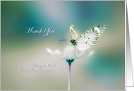 Thank you for your kind thoughts and prayers, white butterfly card