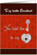 to my terrific Sweetheart, happy Valentine’s Day, key to my heart card