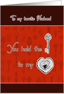 to my terrific Husband, happy Valentine’s Day, key to my heart card