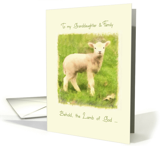 to my Granddaughter & family, Christian Easter card, John 1:29 card
