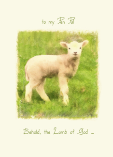 to my Pen Pal, Christian Easter card, John 1:29