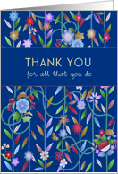 happy administrative professionals day, elegant blue florals card