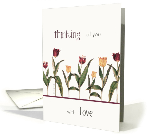 Thinking of you, With love, Cancer encouragement card, Tulips card