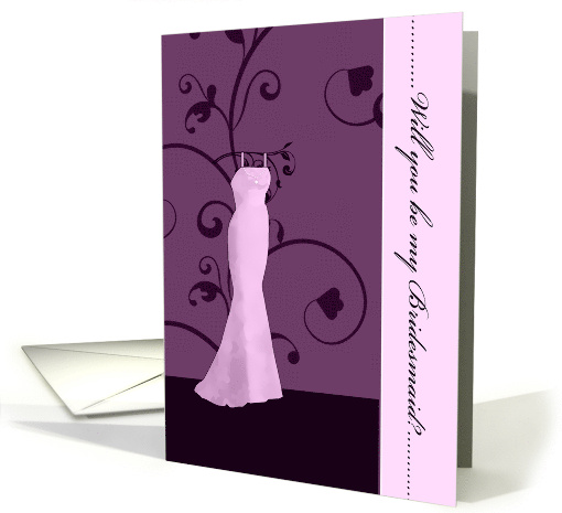 Will You Be My Bridesmaid Elegant Invitation Swirls Purple card