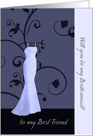 to my Best Friend, will you be my bridesmaid, elegant swirl, lavender card