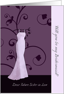 Dear Future Sister in Law Will You Be My Bridesmaid Purple Swirl