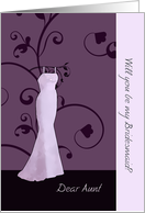 Dear Aunt Will You Be My Bridesmaid Floral Swirls Purple card