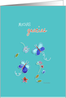 muchas gracias, spanish thank you card, teal butterflies card