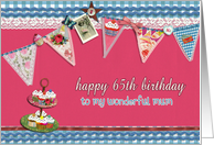 happy 65th birthday to my wonderful Mum, bunting and cupcakes card