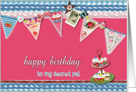 to my secret pal, happy birthday, bunting & cupcakes card