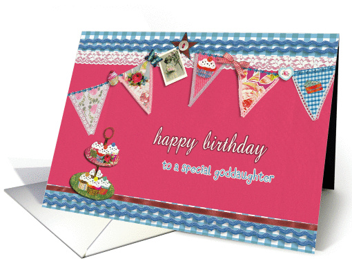 to my goddaughter, happy birthday, bunting & cupcakes card (924865)