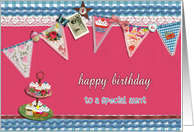 to my aunt, happy birthday, bunting & cupcakes card