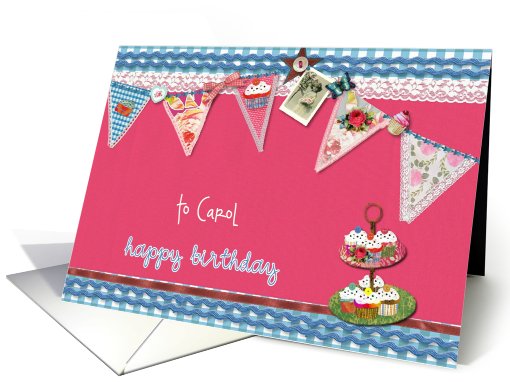 custom personalized birthday card, bunting & cupcakes,... (925188)