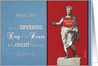 to my dearest dad, happy father’s day, superhero, king of the house card